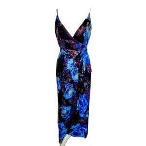 FREE PEOPLE Floral Sleeveless Strappy Wrap Jumpsuit Women's Size 2 Rayon Viscose